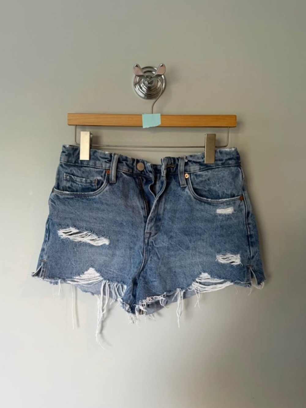 Blank NYC The Barrow Light Wash Distressed Denim Cutoff Shorts